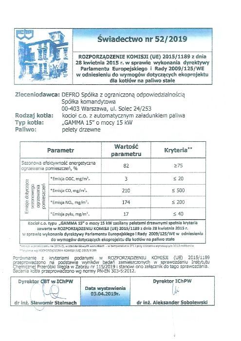 Kocioł piec Defro Gamma 15kw