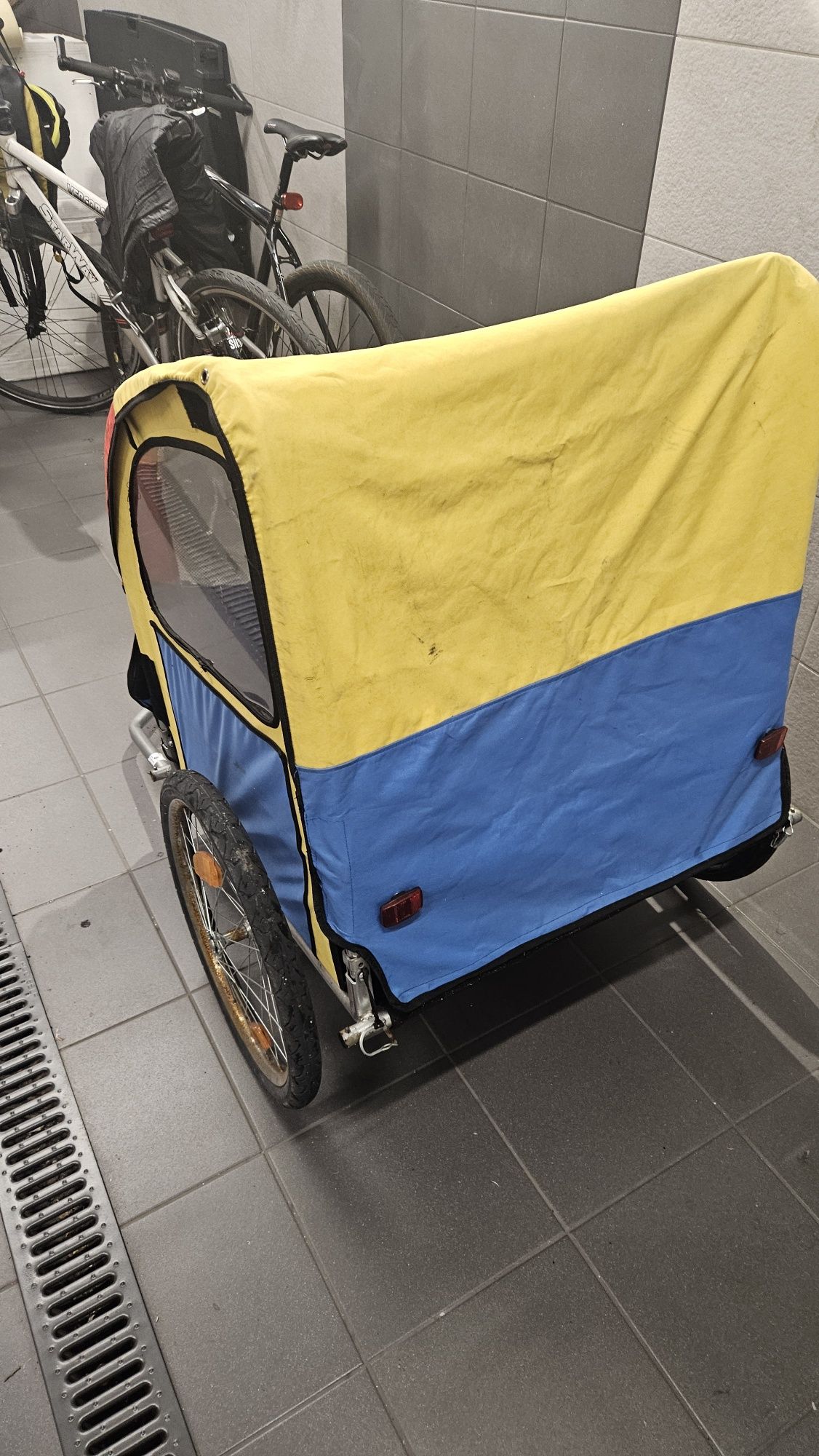 Kolorowa przyczepka rowerowa + zaczep Kalisz