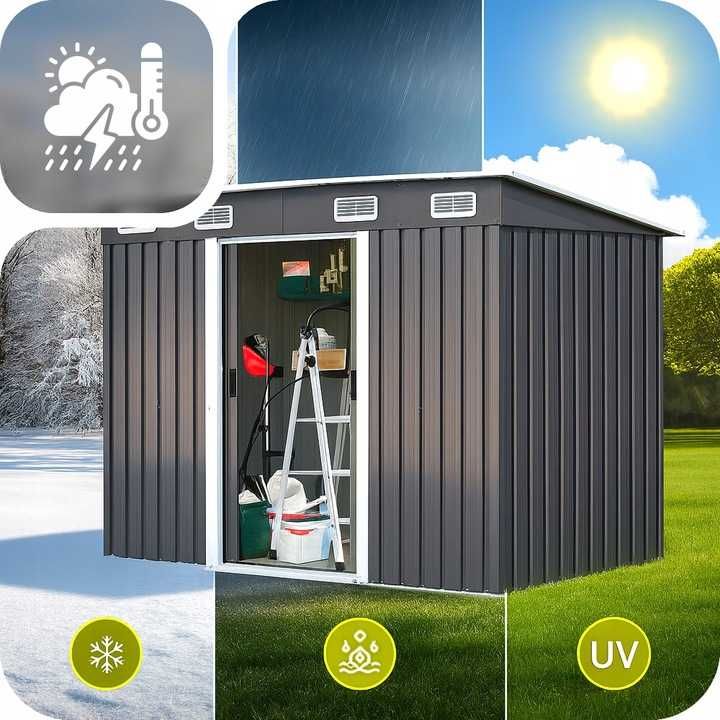 Stalowy domek na narzędzia – solidny magazyn do ogrodu