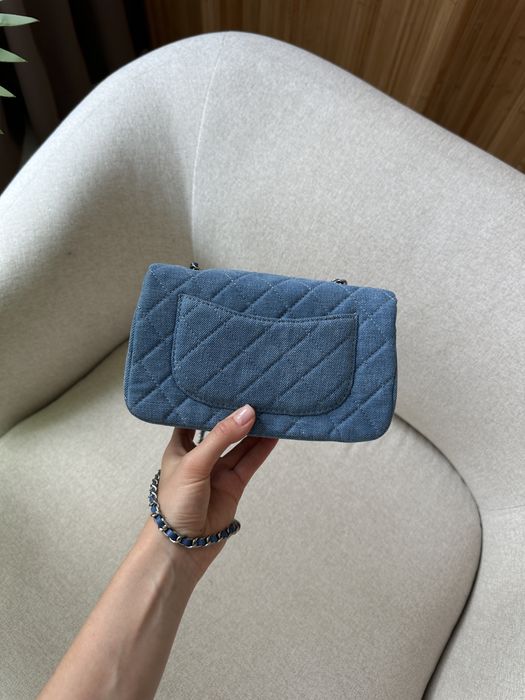 Сумка Chanel Classic 1.55 Small Single Flap Denim/Silver