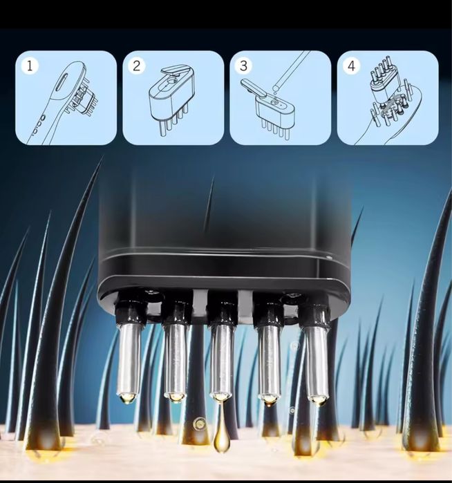 Електричний масажний гребінець з вібрацією та EMS проти випадання