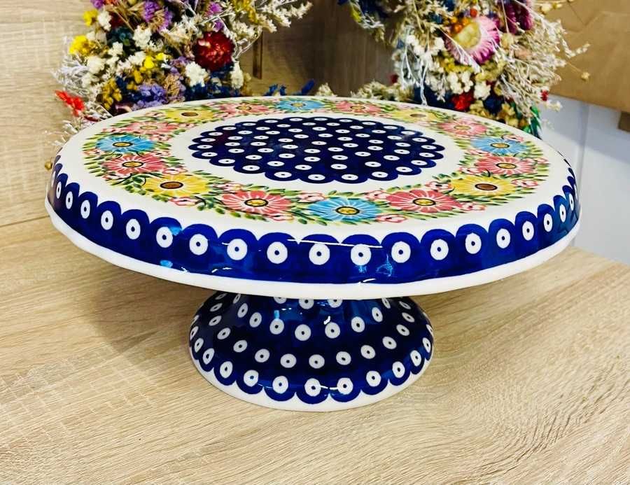 Ceramika Bolesławiec. Patera na stopce 27 cm (2627)