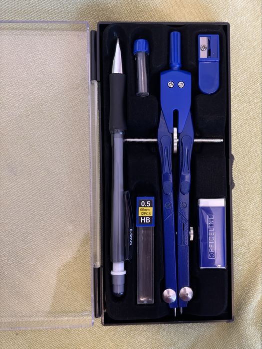 Cyrkiel ołówek gumka rysiki temperówka NOWY zestaw