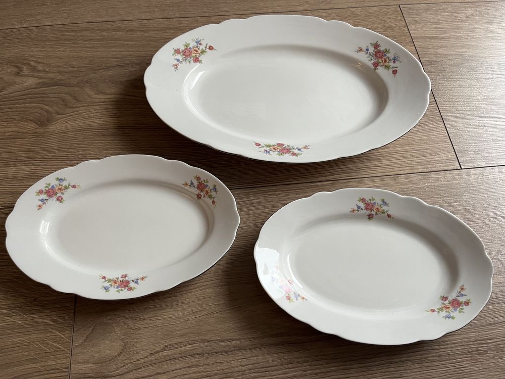 Zestaw porcelanowych półmisków Ćmielów, porcelana prl