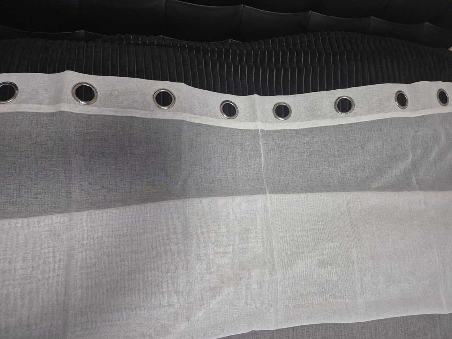 Mrtrees zasłony biało szare na przelotkach 2 szt. 140x260cm