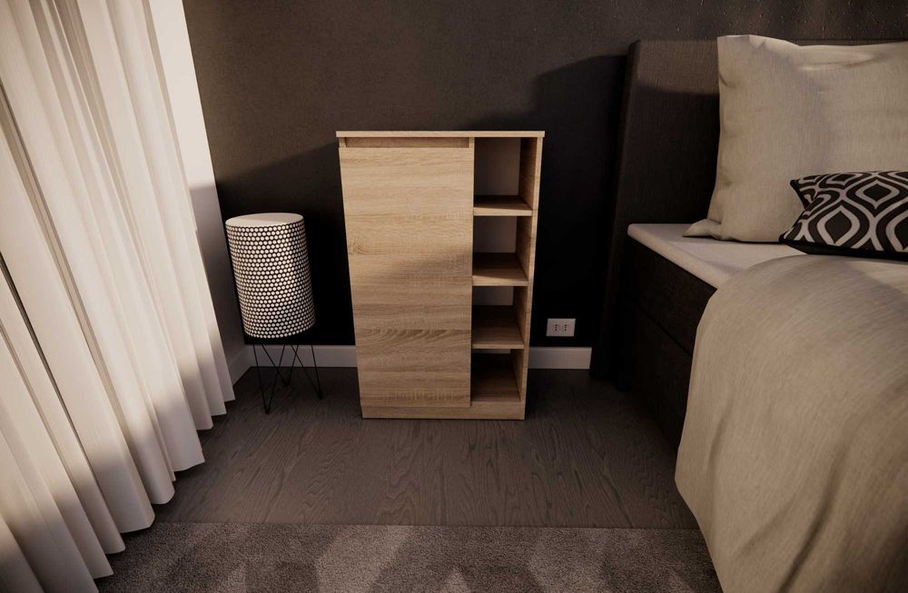 Тумба висока з полицями та відкритою нішею 60х40х100см Дуб Сонома