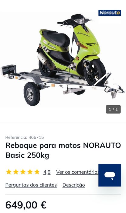 Atrelado reboque mota