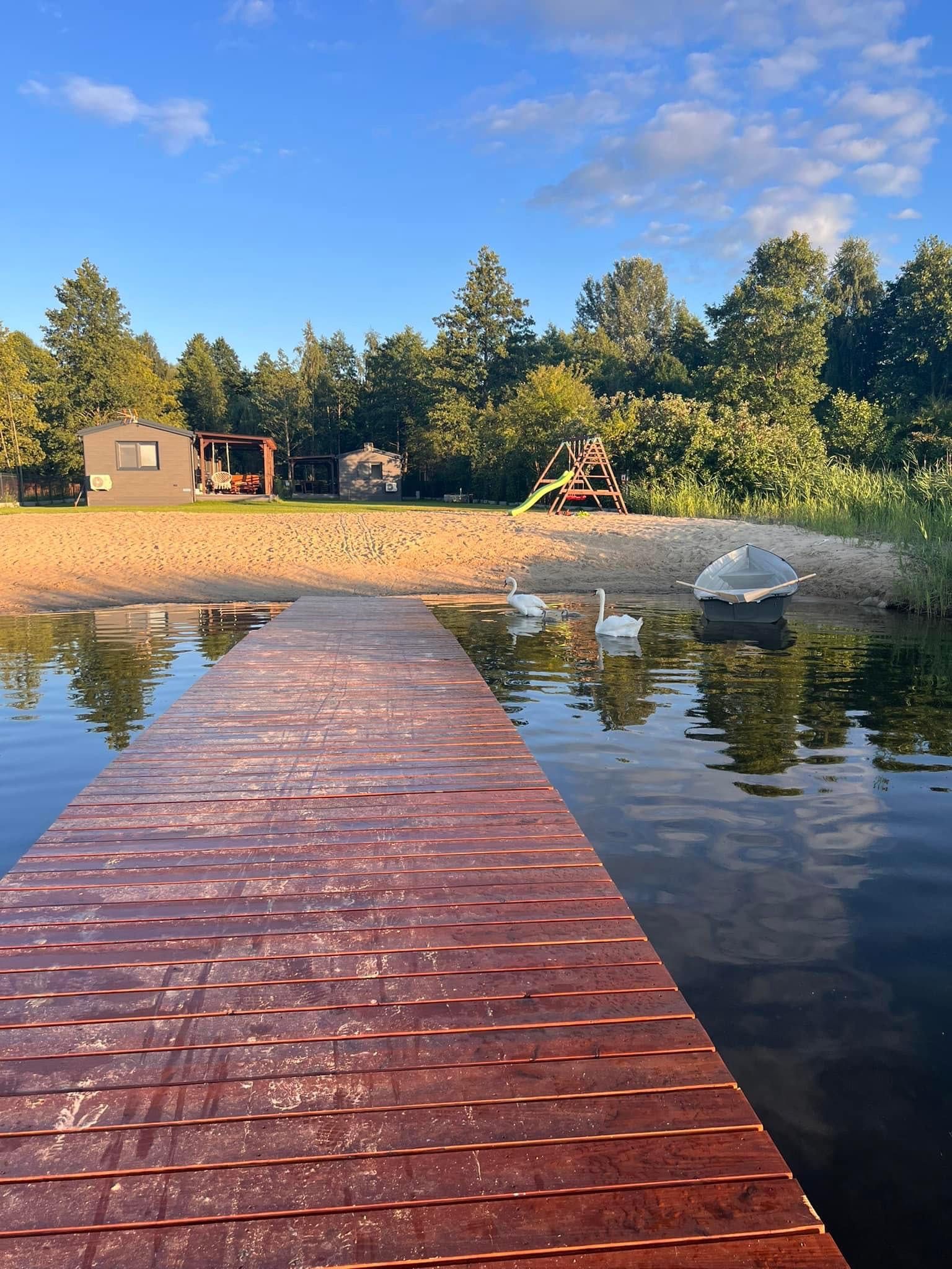 Lawendowe domki nad jeziorem Roś, Mazury, Pilchy, Balia z hydromasażem