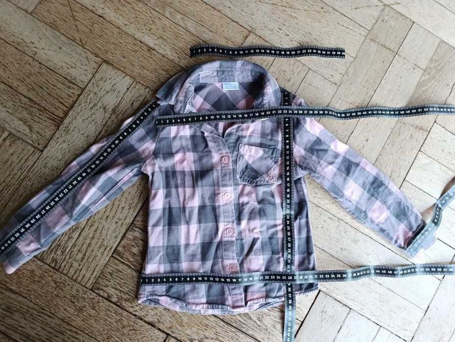 F&F Koszula flanelowa różowo-szara dziewczęca rozmiar 4-5 years