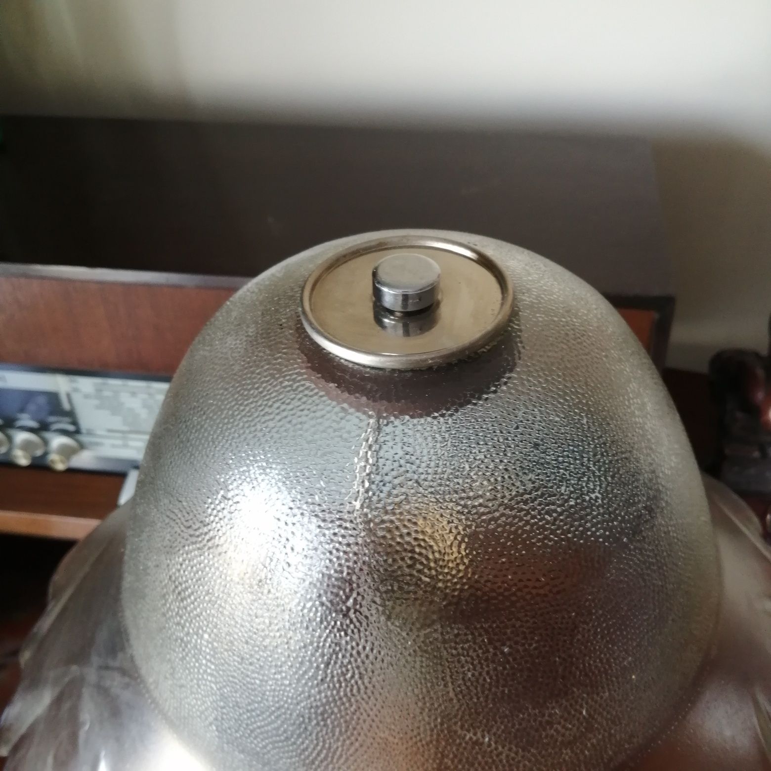 Lampa drewno+metal, recznie