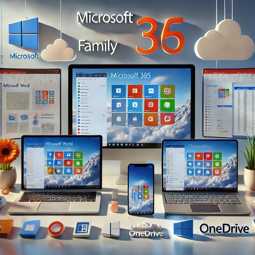 Microsoft 365 (Word,Excel,PowerPoint,OneNote) Сімейний річна підписка