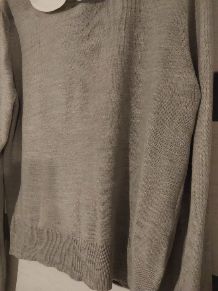 Sweterek bluzka cienki z kołnierzykiem pensjonarka 40 M H&M