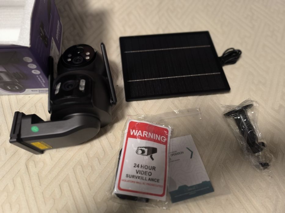 Câmera de vigilância solar 4K 8MP Wi-Fi com tela dupla, detecção human