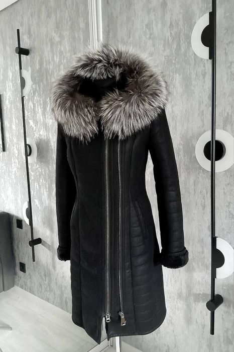 Дубленка натуральная.. мех чернобурка