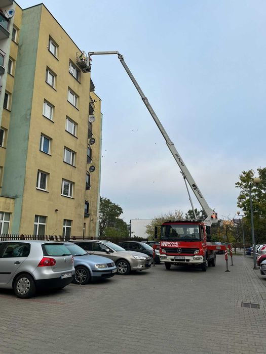 Usługi podnośnikiem 25m, wycinka drzew