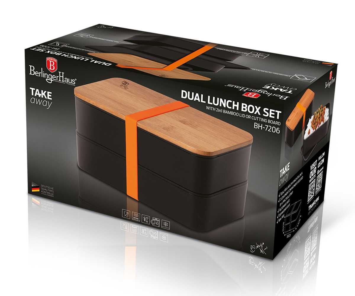 Dwukomorowy lunch box pojemnik obiadowy obiad pudełko pudełka prezent