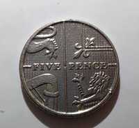 Монета 5 пенсов Великобритания 2013 год 2001 года