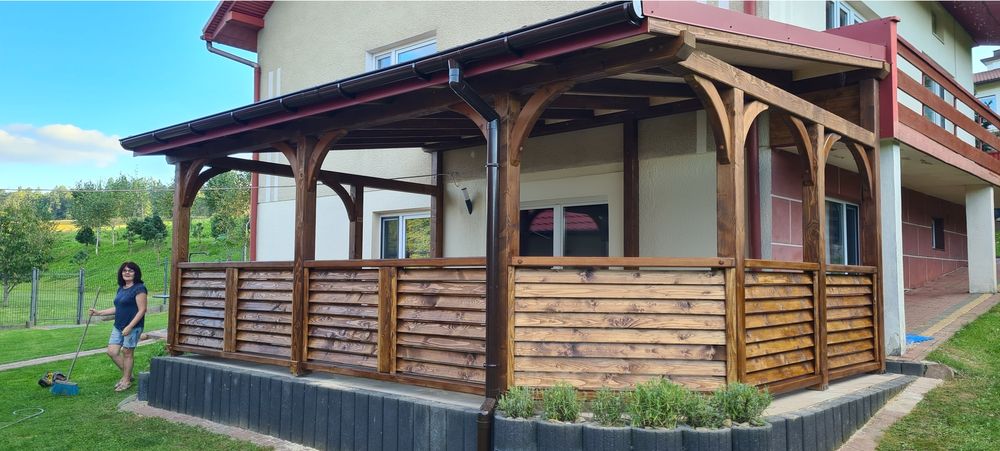 Wiata zadaszenie altana poliwęglan ruchome deseczki uslugi stolarskie