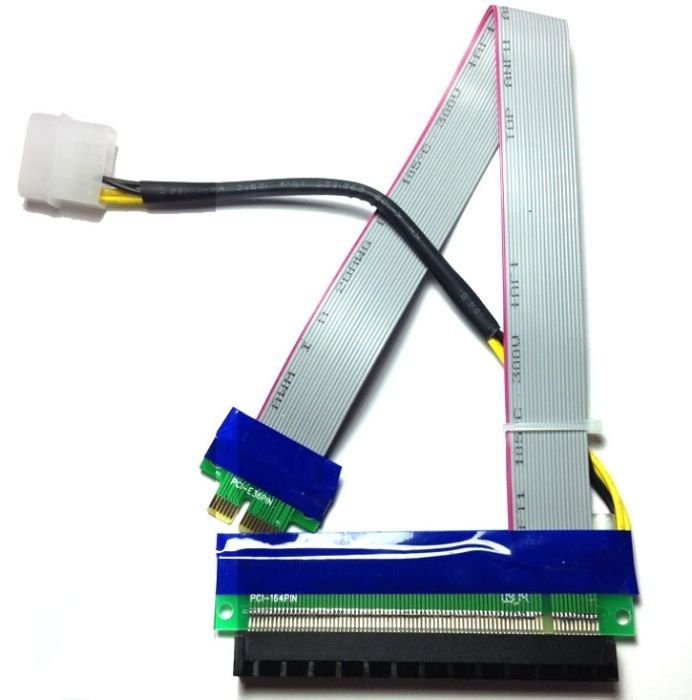 Riser Райзер гибкий PCI-E 1x -> 16x с питанием MOLEX шлейф переходник