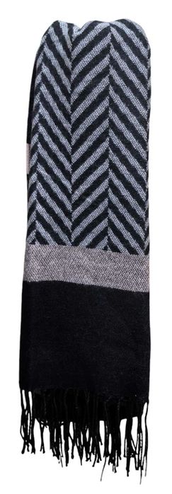 OVS ciepły szal damski w pasy z frędzlami jesień/zima rozm.64 X 215 CM