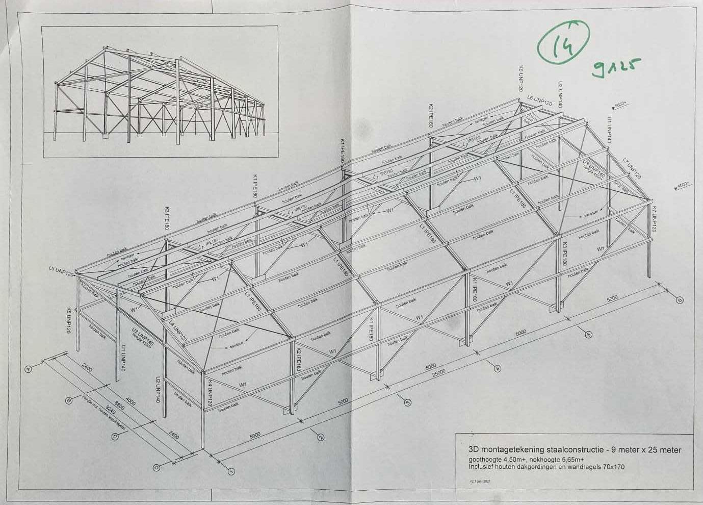 Konstrukcja stalowa  hali  9mx25m