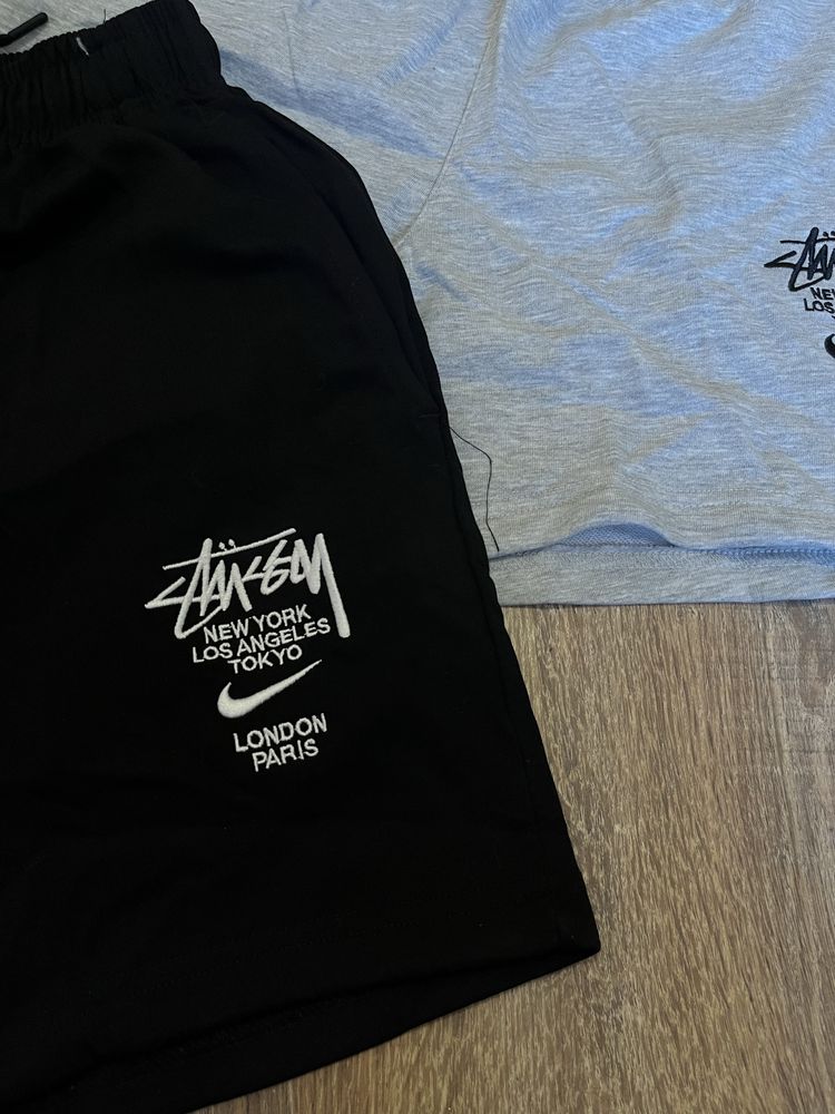 Шорти чорні/сірі Stussy & Nike унісекс