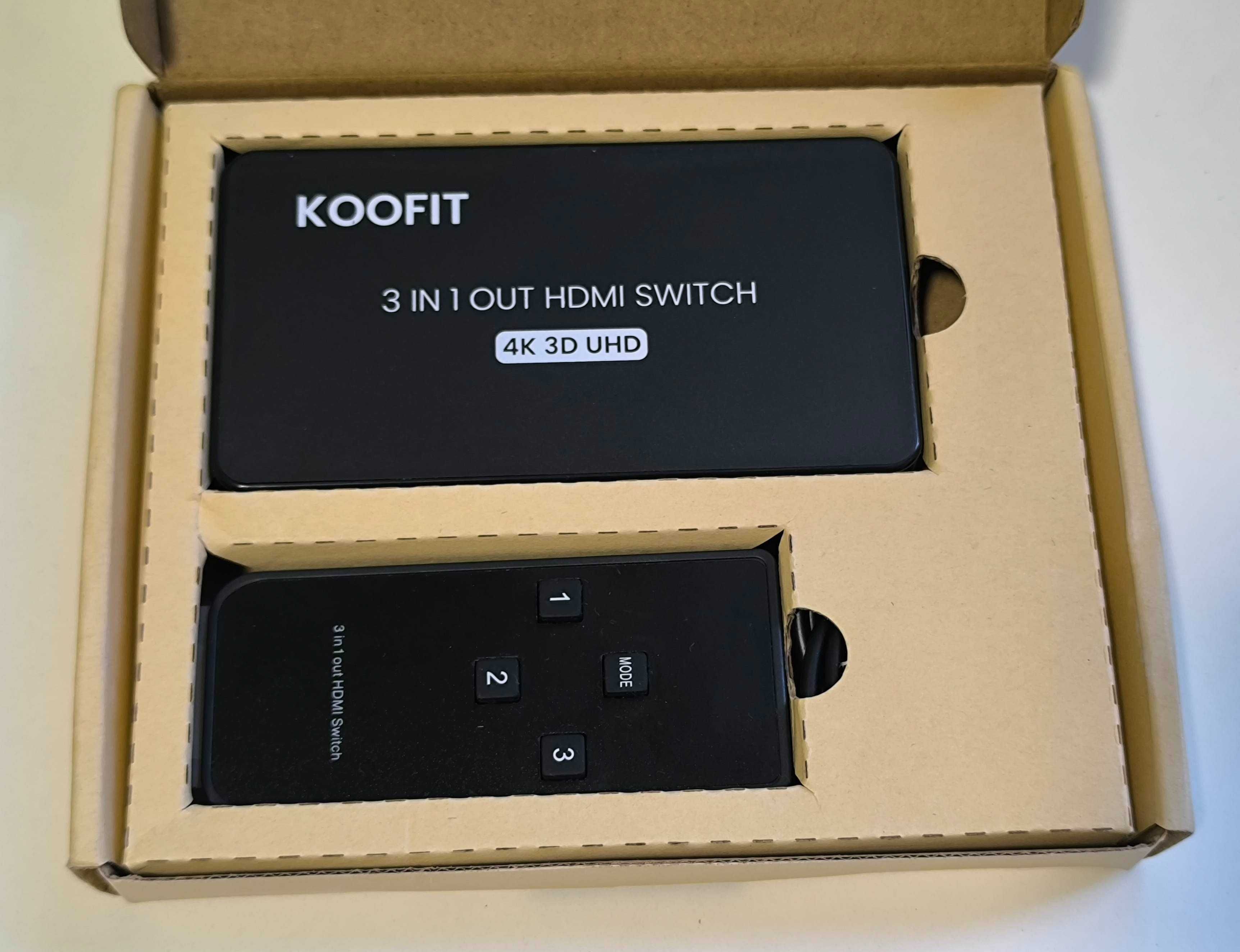 Плата перемикання KOOFIT QHQ-001 - HDMI Switcher 3x1 3D, UHD, 4K/60 Гц