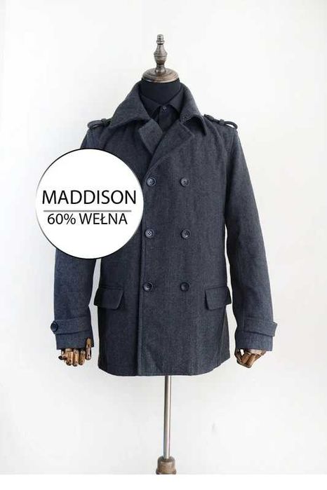 Płaszcz męski wełna wełniany Maddison L jodełka bosmanka