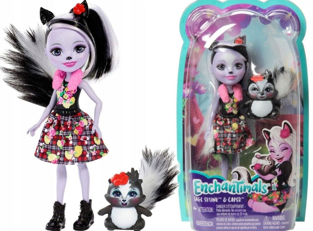 Lalka Mattel Enchantimals Sage Skunk + Caper FXM72
SAGE SKUNK+ZWIERZĄT