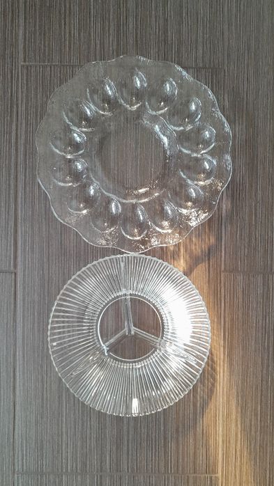 2x Półmisek szklany dzielony na jajka przekąski