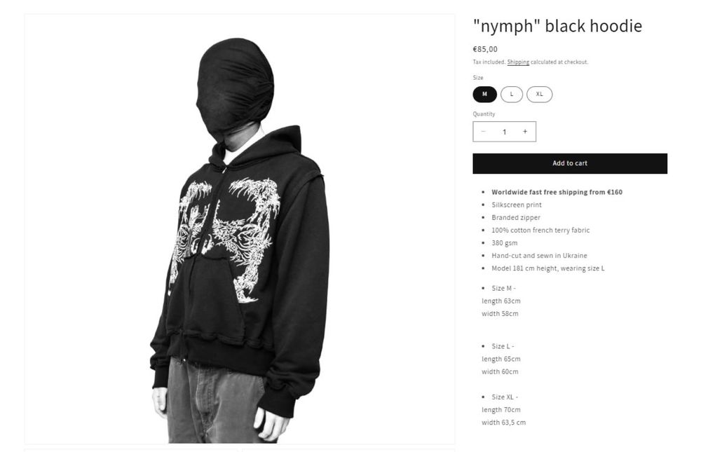 oedema nymph zip hoodie