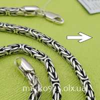 Серебряная цепочка византийское плетение Ланцюг лисячий хвіст фокс
