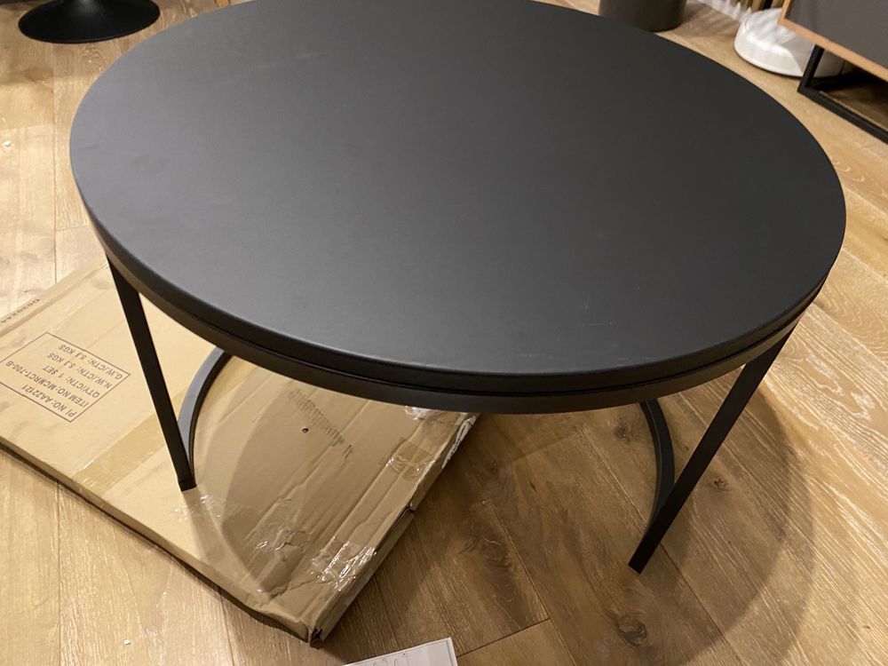 Matowy czarny okrągły blat stolika kawowego, średnica 70cm