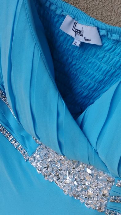 Sukienka damska Mayaadi Deluxe r. XL jasno niebieska na ślub sylwestra