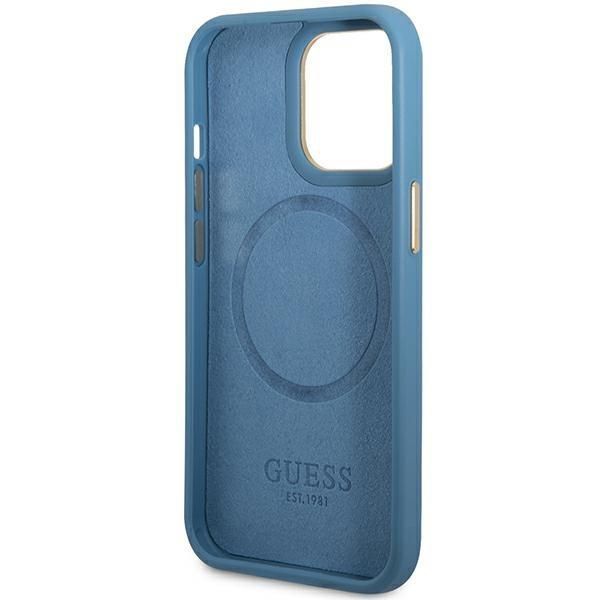 Etui na iPhone 14 Pro Max Guess Niebieskie z Logo 4G MagSafe