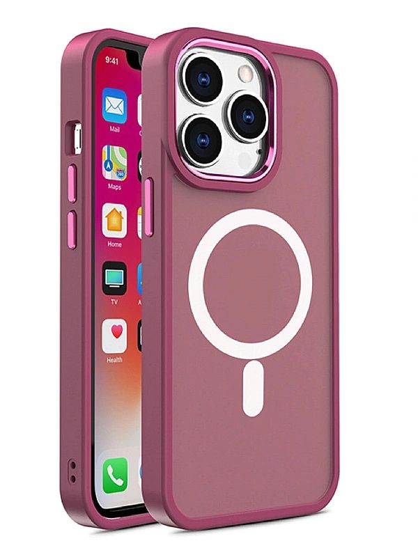 Magnetyczne etui z MagSafe Color Matte Case do iPhone 15 Plus - burgun