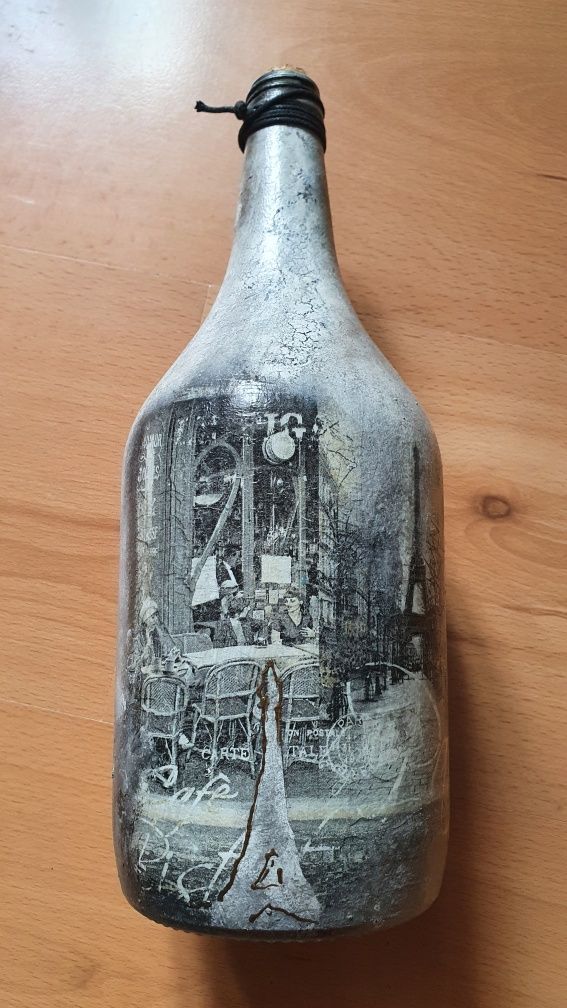 Butelka z korkiem na wino decuopage nowa  wysokość 30cm