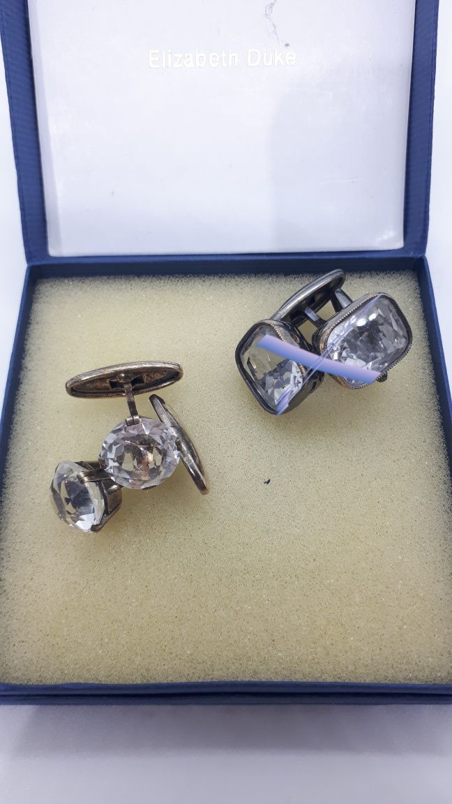 Запонки серебро 875п. Горный хрусталь.,