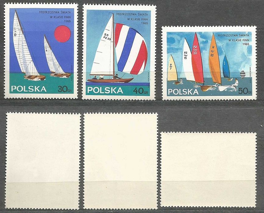 Znaczki seria: Mistrzostwa Świata Finn FI 1438 - 1445 stan** 1965 r.