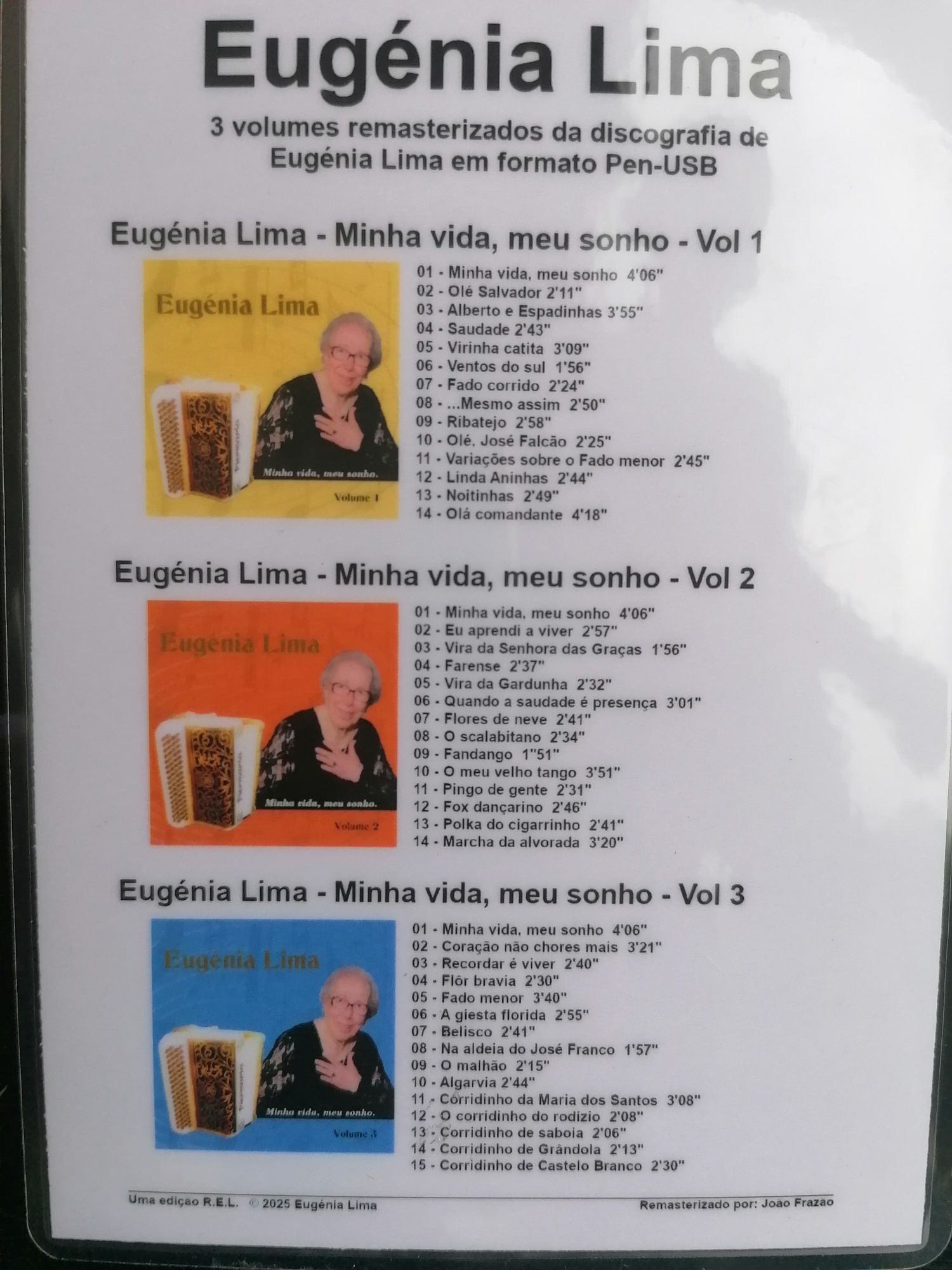 Pen USB nova c/ músicas da acordeonista Eugénia Lima