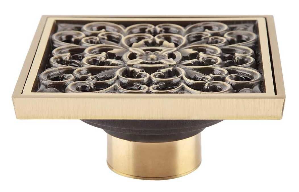 Mosiężny odpływ prysznicowy, kwadratowy 10cm
