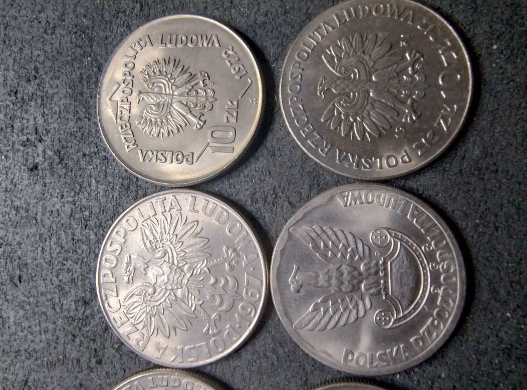 PRL 8 monet 10 złotych 1967-72 okołomennicze