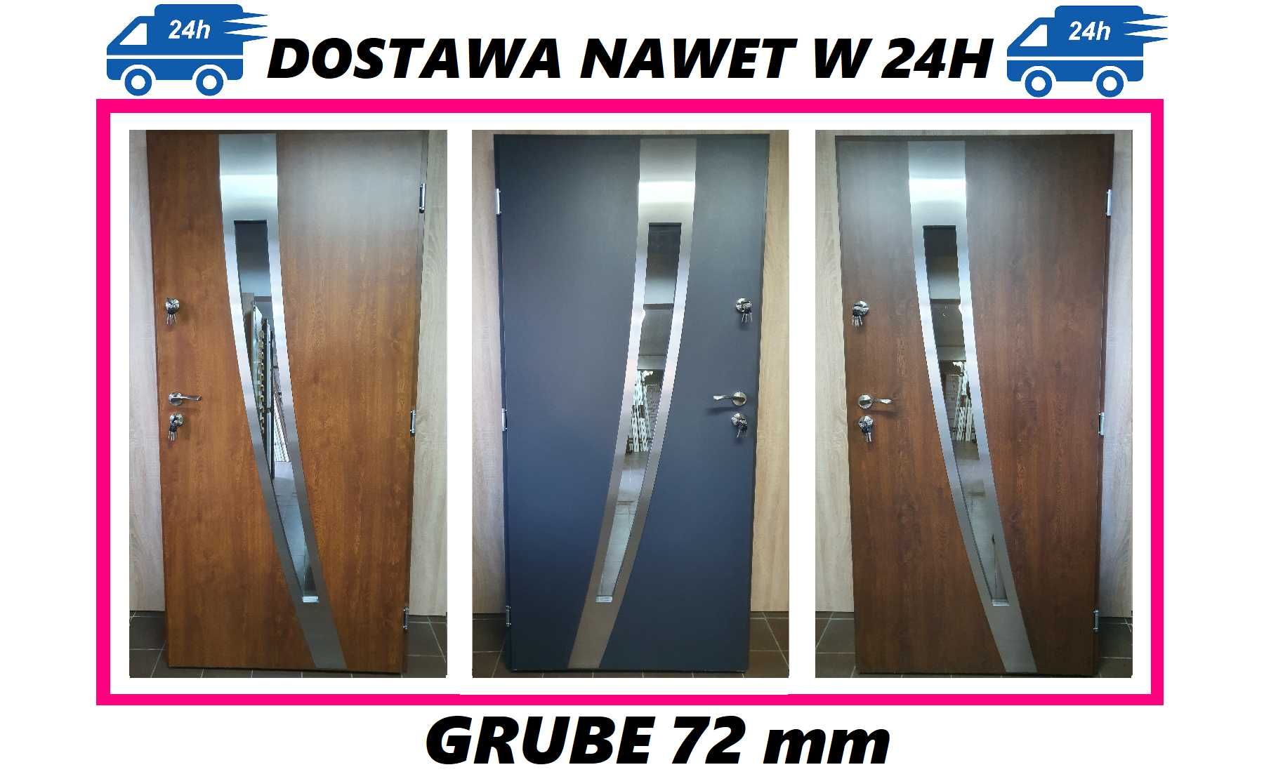 Drzwi zewnętrzne 80, 90 GRUBE 72mm model "KOMETA" SZYBKA DOSTAWA