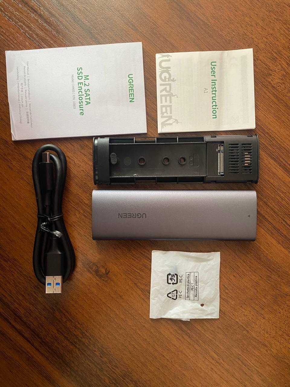 Зовнішня кишеня Ugreen CM400 M.2 SATA NGFF - USB Type-C Grey