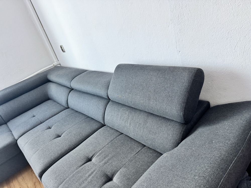 Naroznik tapicerowany kanapa antracyt 270x220 rozkładany