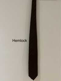 Hemlock brązowy jedwabny męski krawat w pasy paski vintage