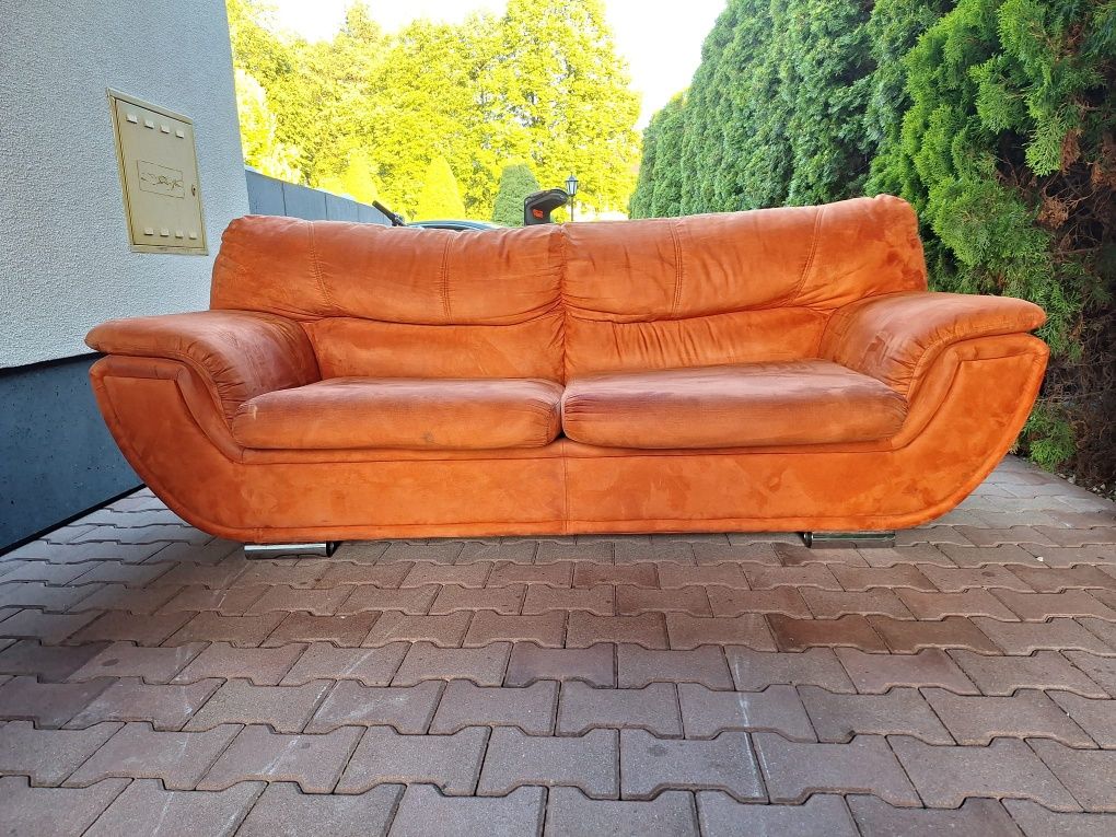 Sofa 3 os pomarańczowa z funkcją spania