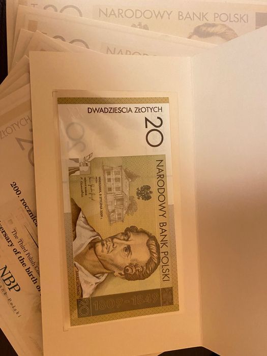 10x Banknot kolekcjonerski 20 zl Słowacki + etui- stan UNC+ folder