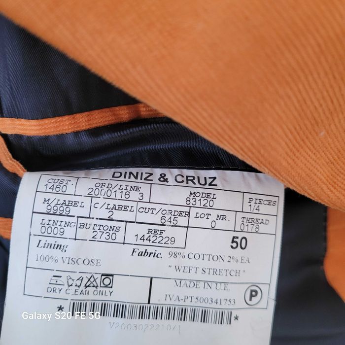 Marynarka męska sztruks