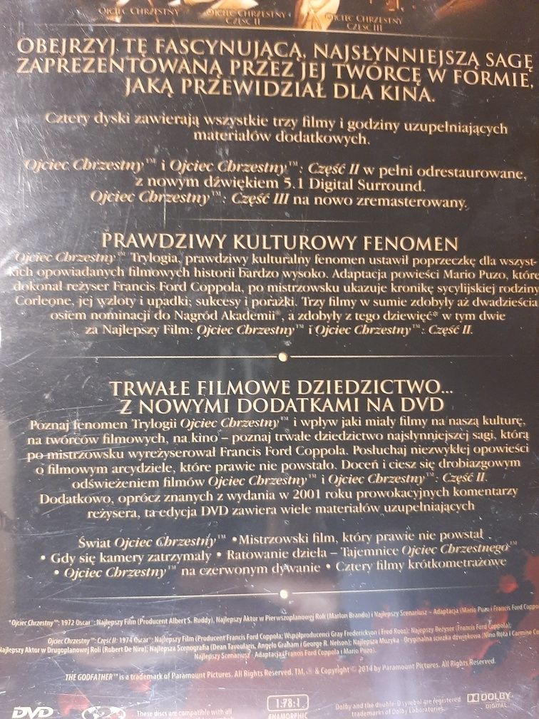 Ojciec Chrzestny Dvd zestaw 4 plyt w folii